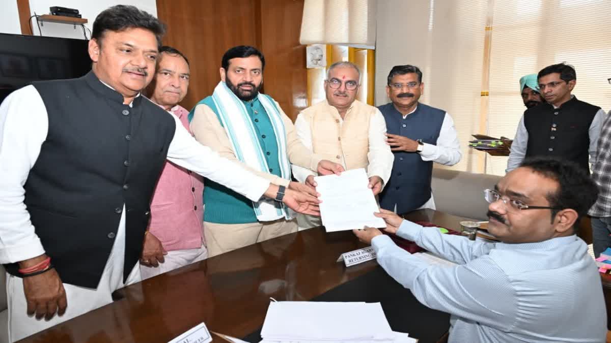हरियाणा राज्यसभा चुनाव 2026: बीजेपी उम्मीदवार संजय भाटिया ने भरा नामांकन, सीएम नायब सैनी रहे मौजूद