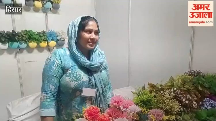 हिसार में एमएसएमई की प्रदर्शनी में हरिओम व संजना की हस्तशिल्प कला आई पसंद