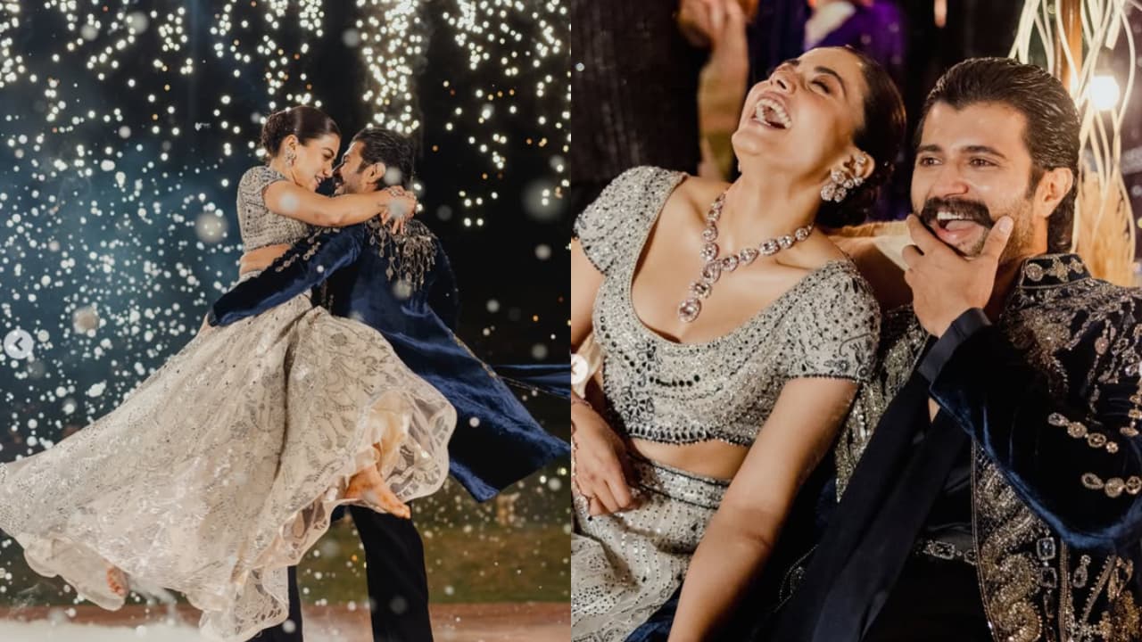 Virosh Sangeet Pics: सुबह 4 बजे तक चला डांस, सिल्वर लहंगे में रश्मिका ने ढाया कहर, तस्वीरें वायरल!