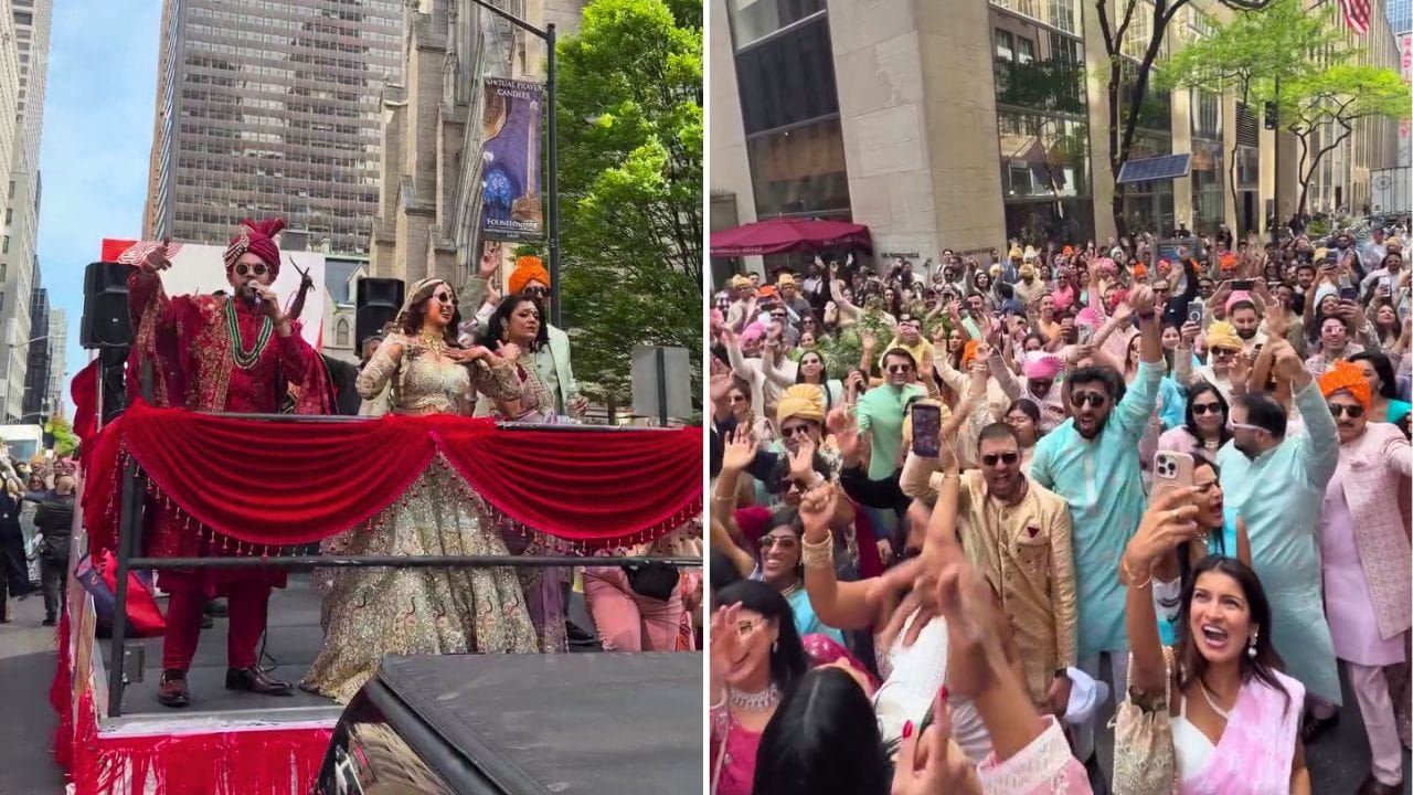 बारात या बॉलीवुड कॉन्सर्ट? New York में भारतीय दूल्हा-दुल्हन ने सिंगिंग से मचाया ऐसा धमाल, देखते रह गए अमेरिकी