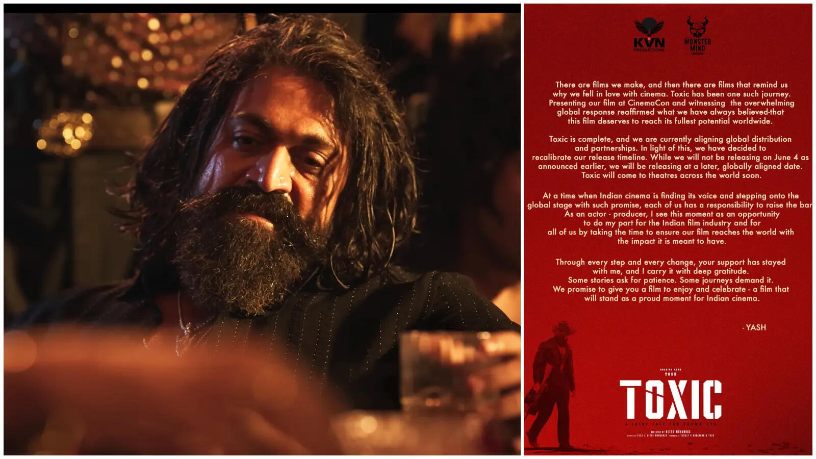Toxic Postponed: यश की 'टॉक्‍स‍िक' फिर से पोस्‍टपोन, 4 जून को नहीं होगी रिलीज, बताया लंबा-चौड़ा कारण