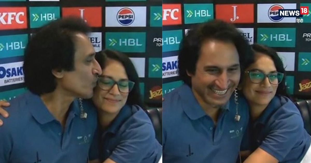 Ramiz Raja seen kissing Lisa Sthalekar: कमेंट्री बॉक्स में रमीज राजा ने फीमेल कमेंटेटर को चूमा, सोशल मीडिया पर वायरल हुई तस्वीर
